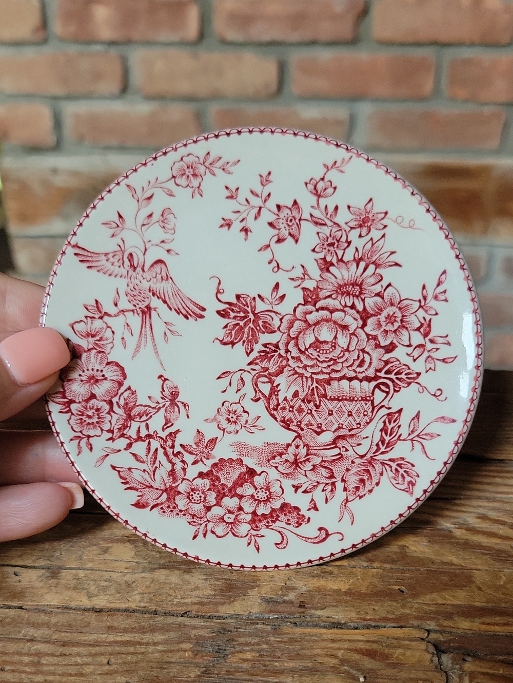 English Ironstone Asiatic Pheasant Decorative Floral Transferware Plate